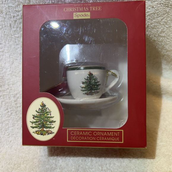 Vintage Spode Tea Cup‎ Christmas Tree Ornament with Original Box NIB - Picture 3 of 8